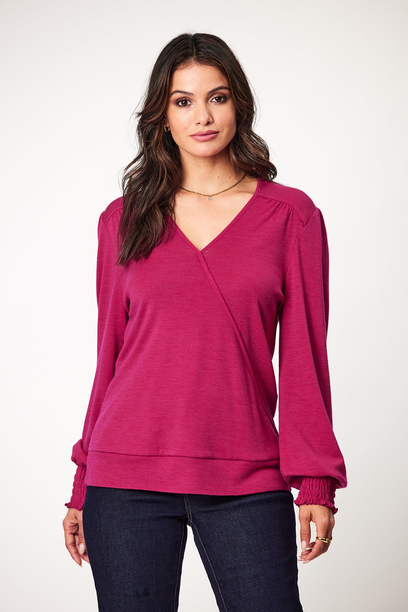 Newport - Cato Merino Wrap Top - NP26887 - Cerise - 50% Off 1 x XXL left