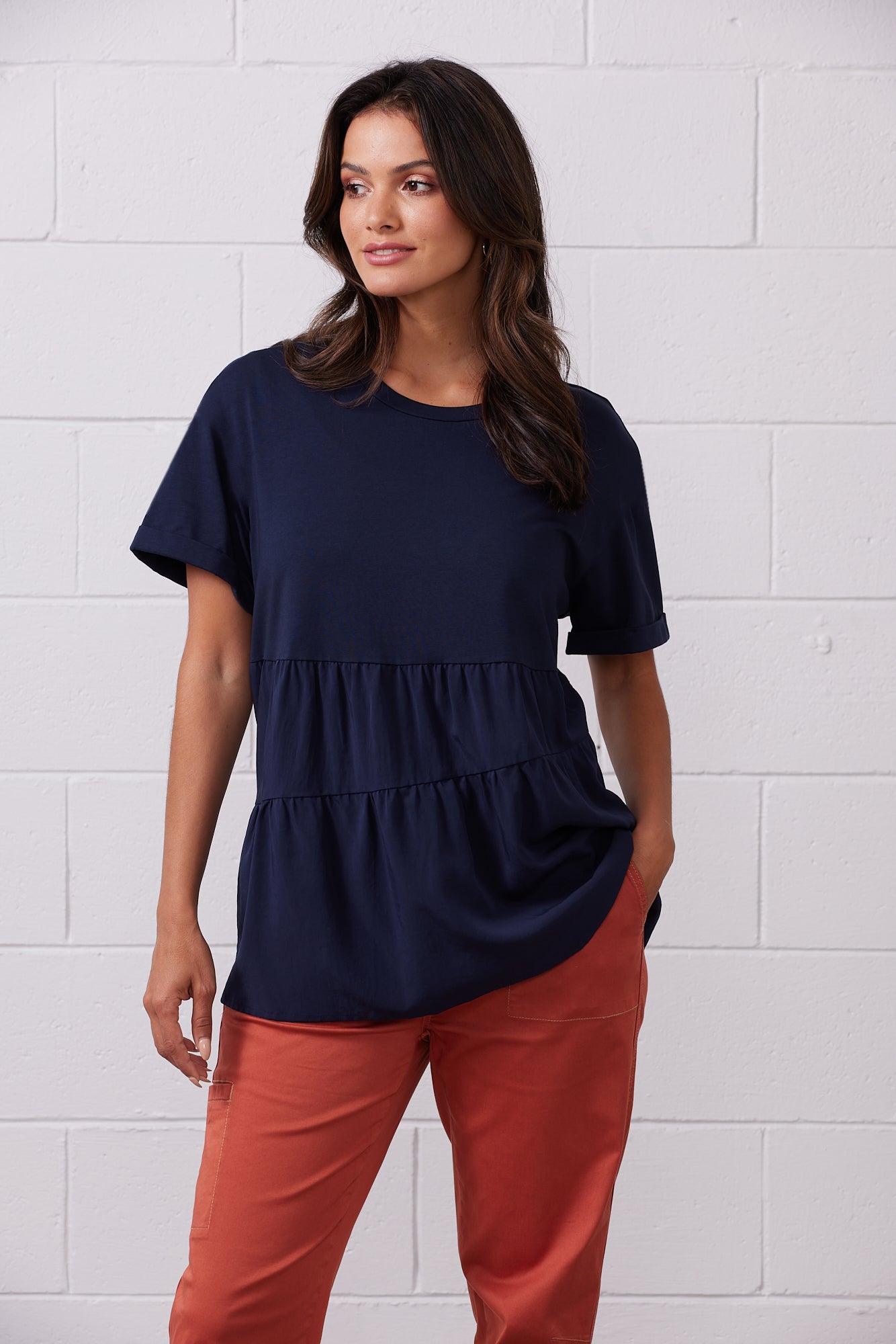 Newport -NP27704 Trixie Top - Navy and White - 70% Off