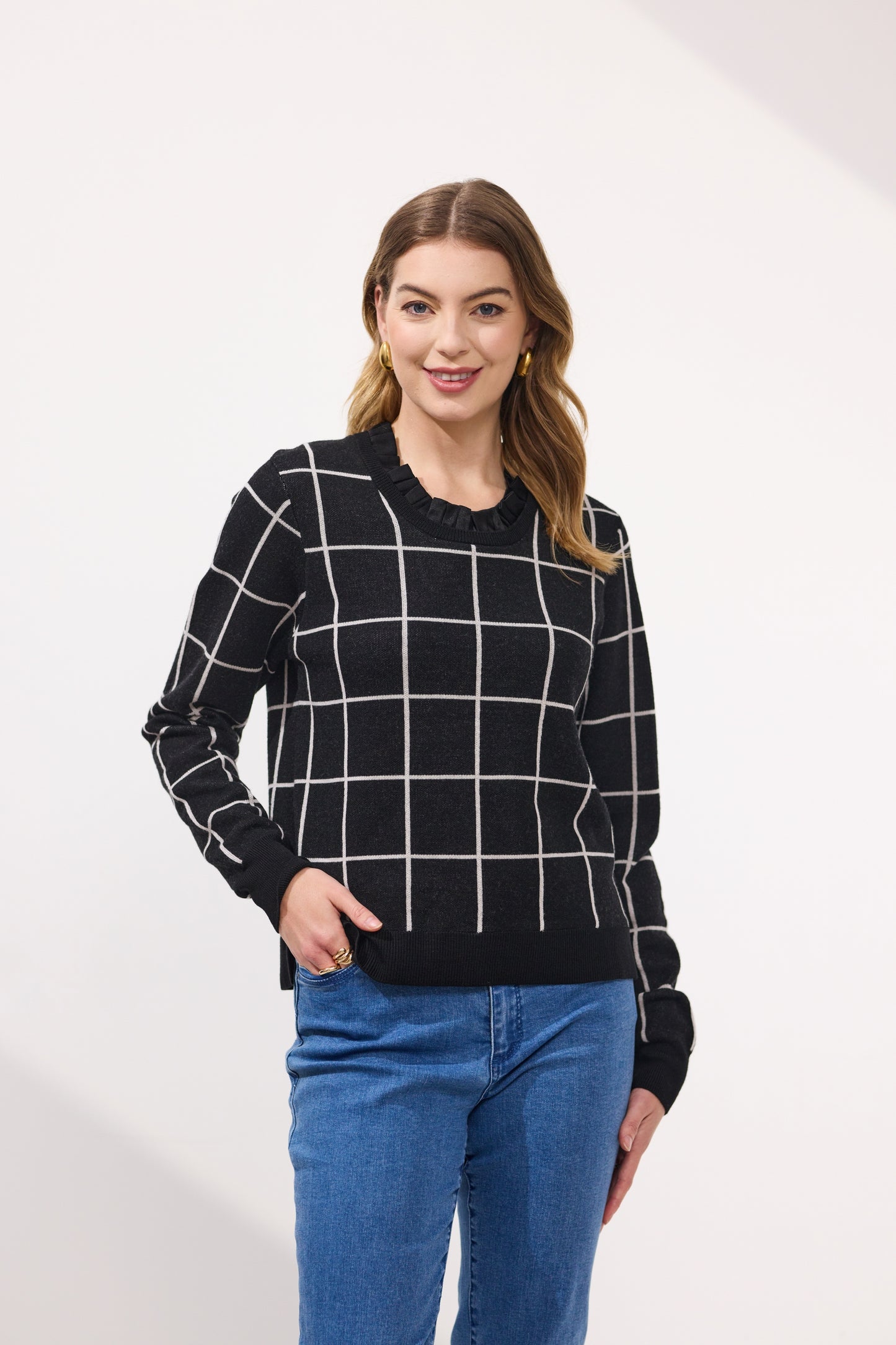 Newport - Standford Check Spliced Jumper - NP29010 - Black - Due March