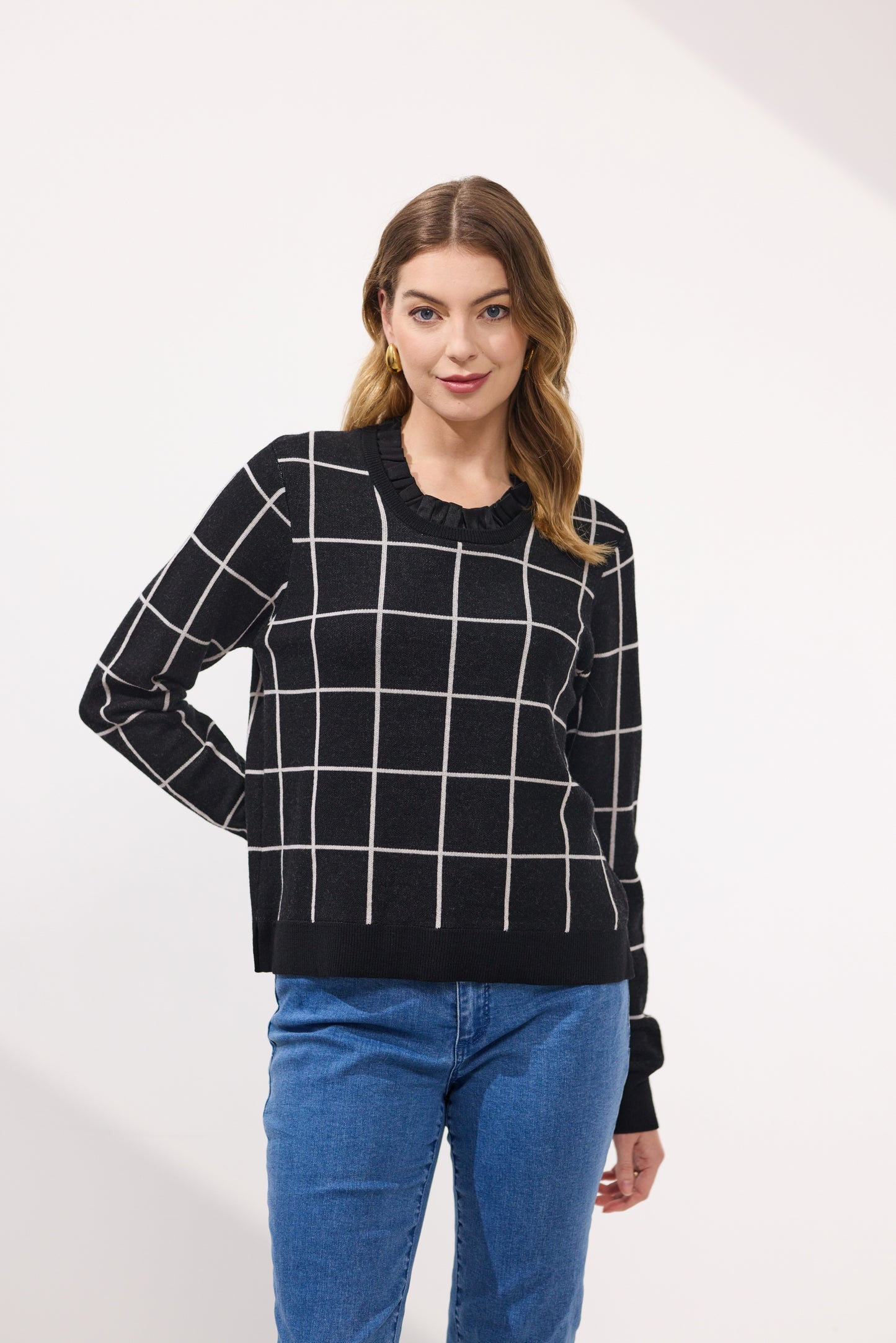 Standford Check Spliced Jumper - NP29010 - Black - Due Feb/Mar