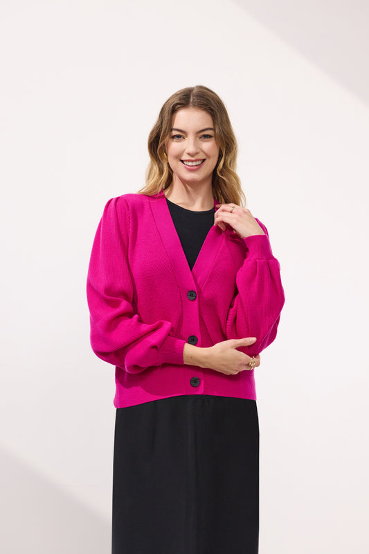 Pine Merino Cardigan - NP29196 - Bright Pink - Due Feb/Mar