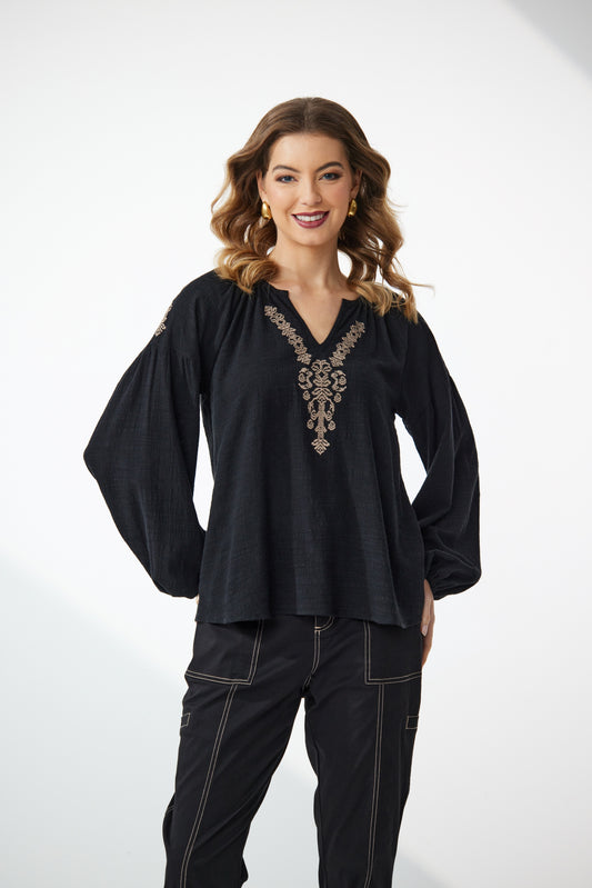 Ellis Embroidered Blouse - NP29334 - Black - Due Feb/Mar