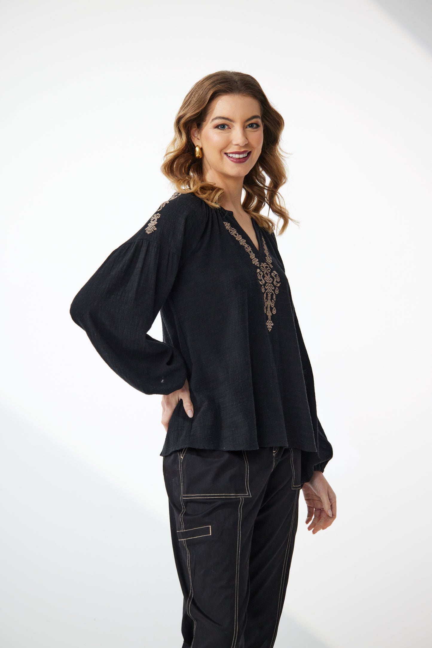 Ellis Embroidered Blouse - NP29334 - Black - Due Feb/Mar