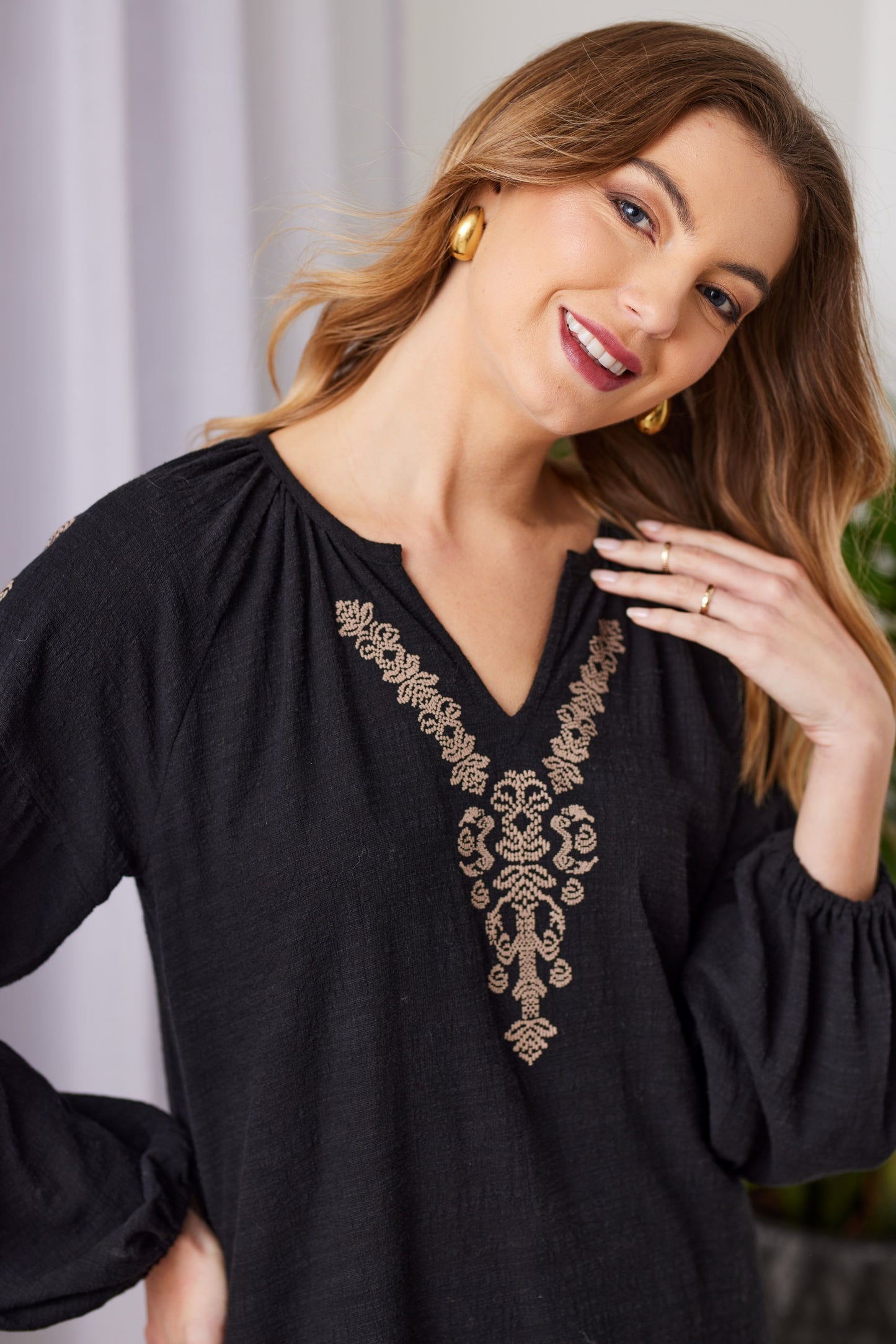 Ellis Embroidered Blouse - NP29334 - Black - Due Feb/Mar