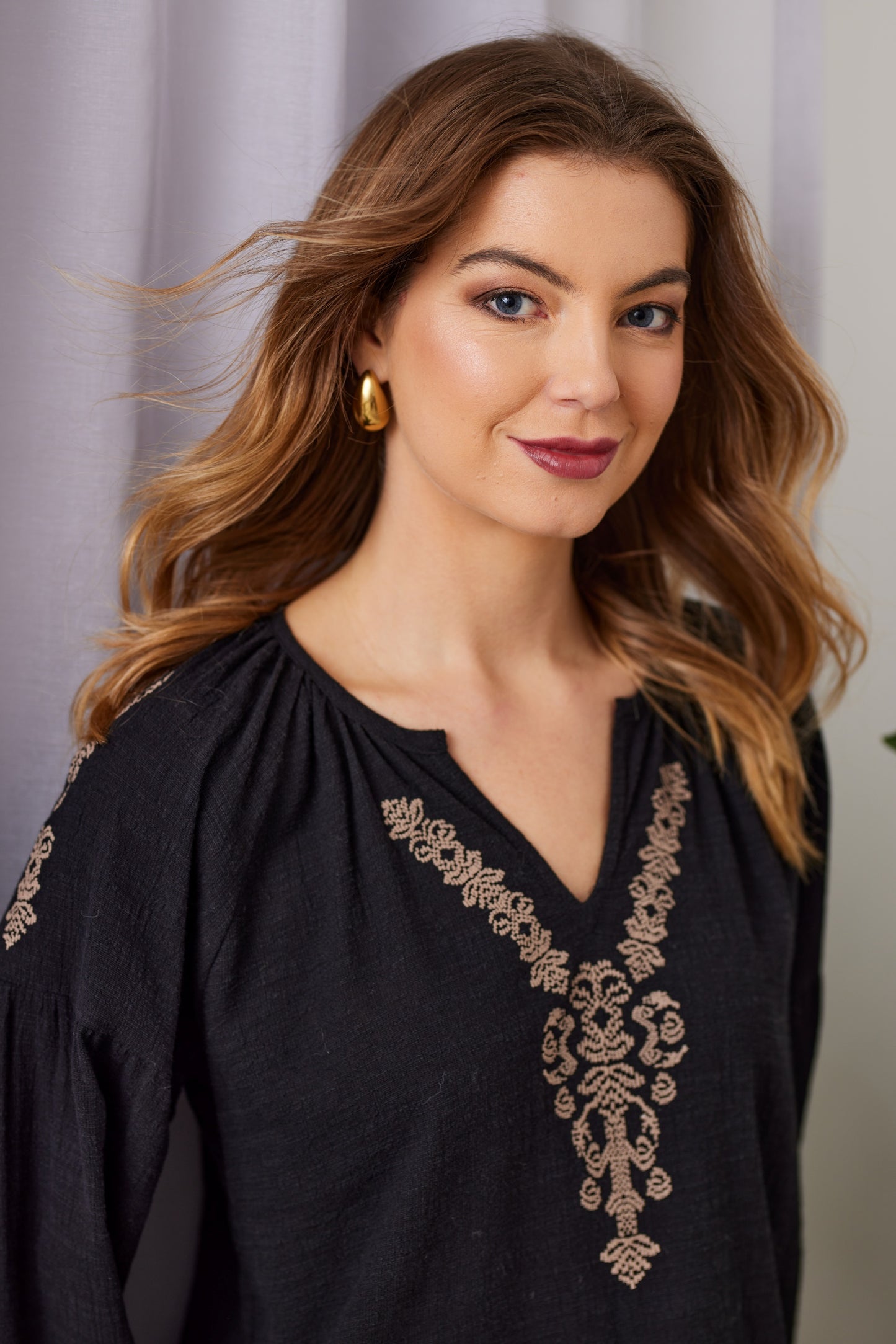 Ellis Embroidered Blouse - NP29334 - Black - Due Feb/Mar