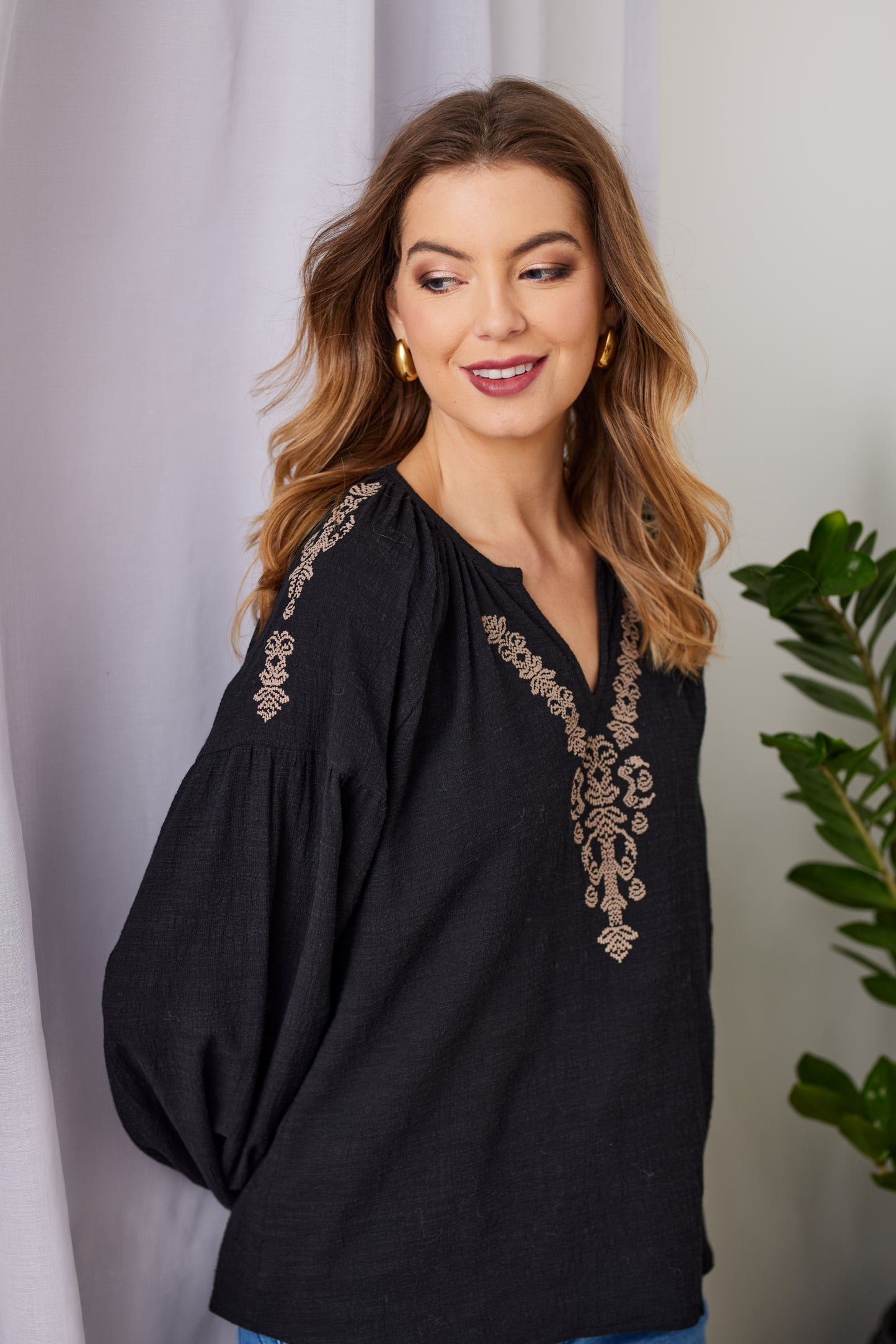 Ellis Embroidered Blouse - NP29334 - Black - Due Feb/Mar