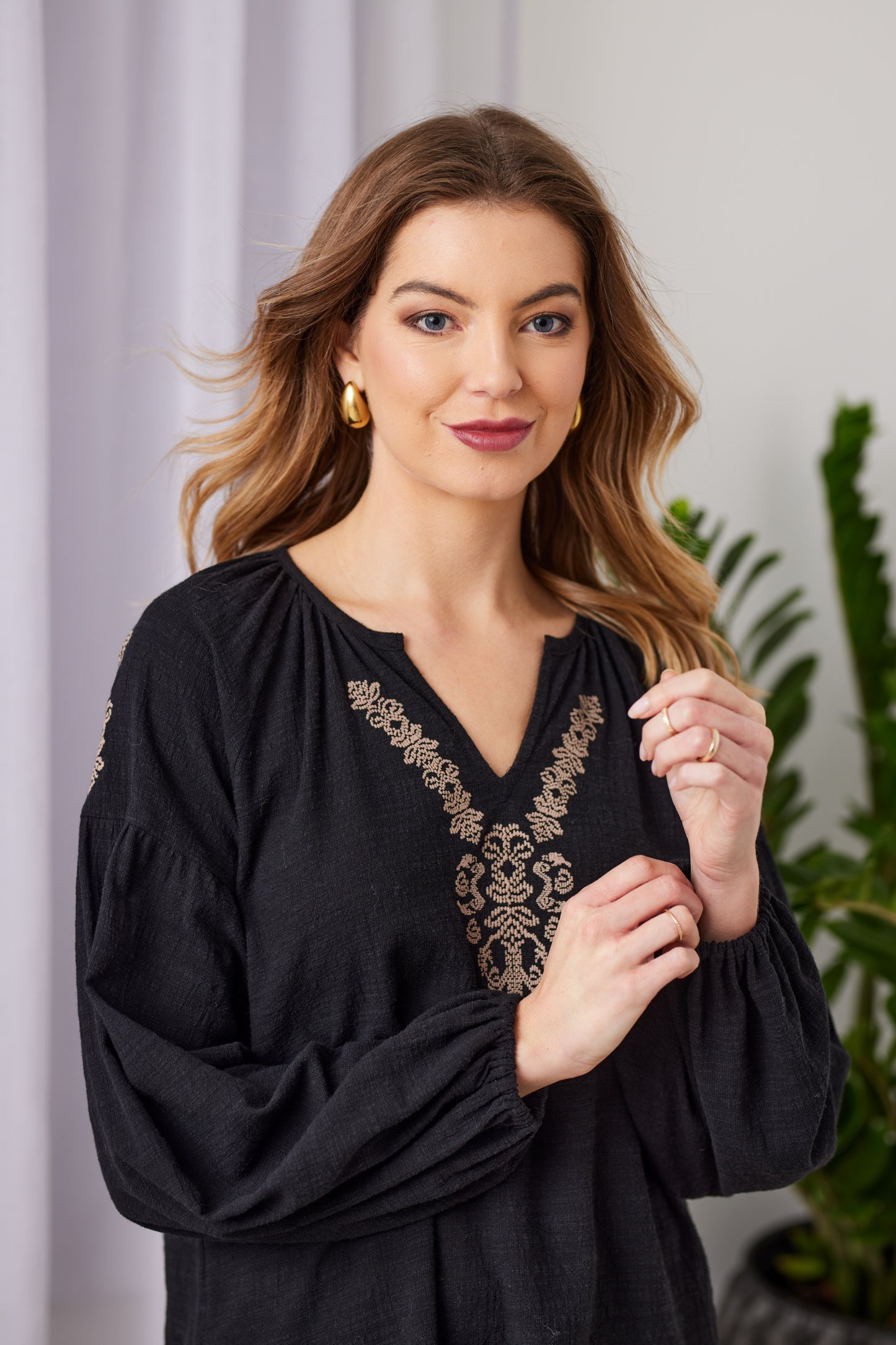 Ellis Embroidered Blouse - NP29334 - Black - Due Feb/Mar