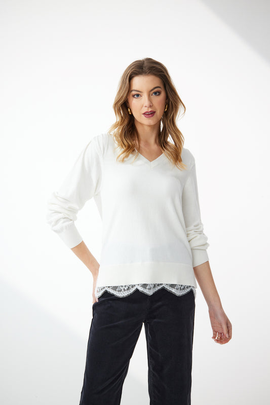 Oscar V Neck Jumper - NP29351 - Ivory - Due Feb/Mar