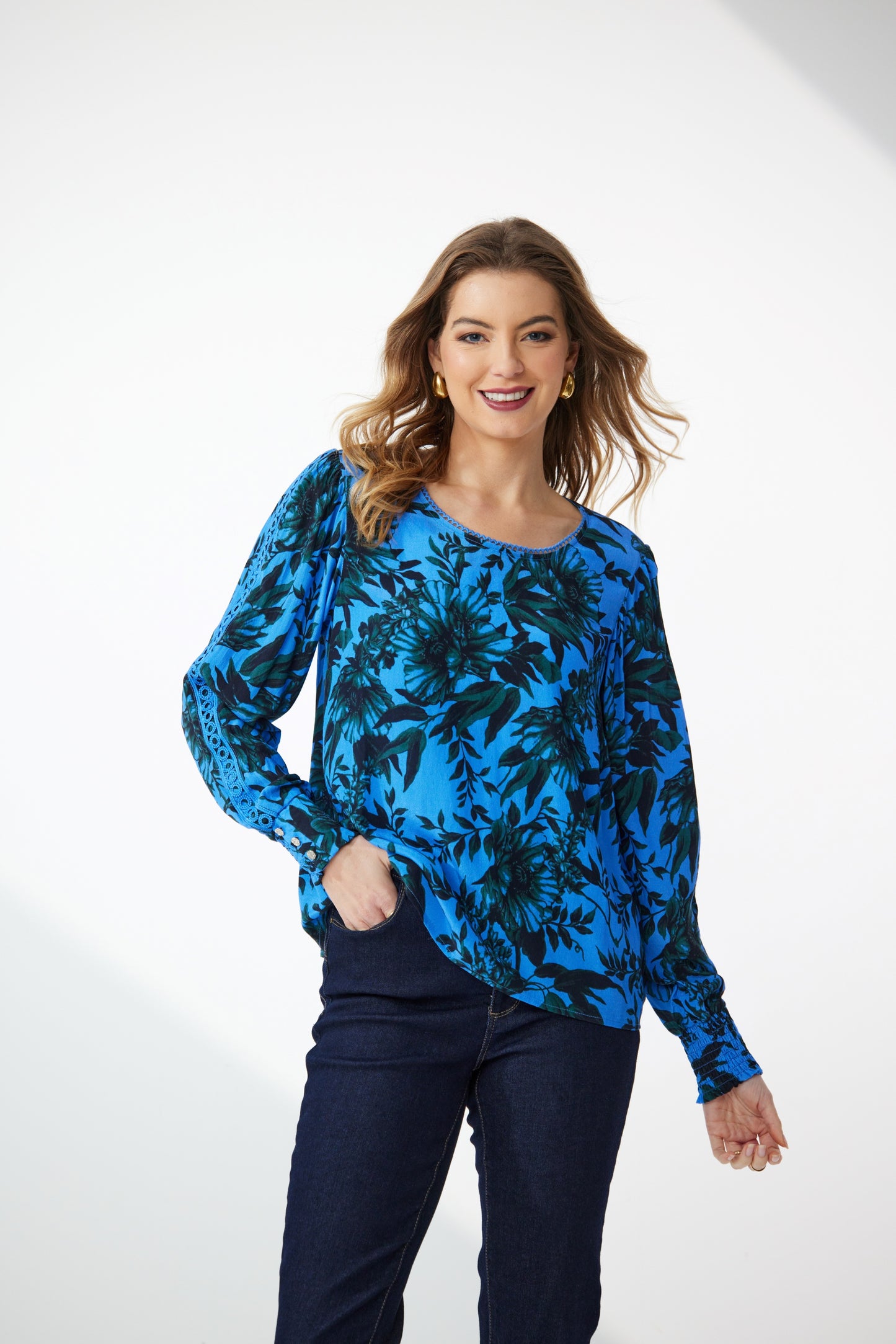 Symphony Lace Trim Top - NP29358 - Symphony Print - Due Feb/Mar