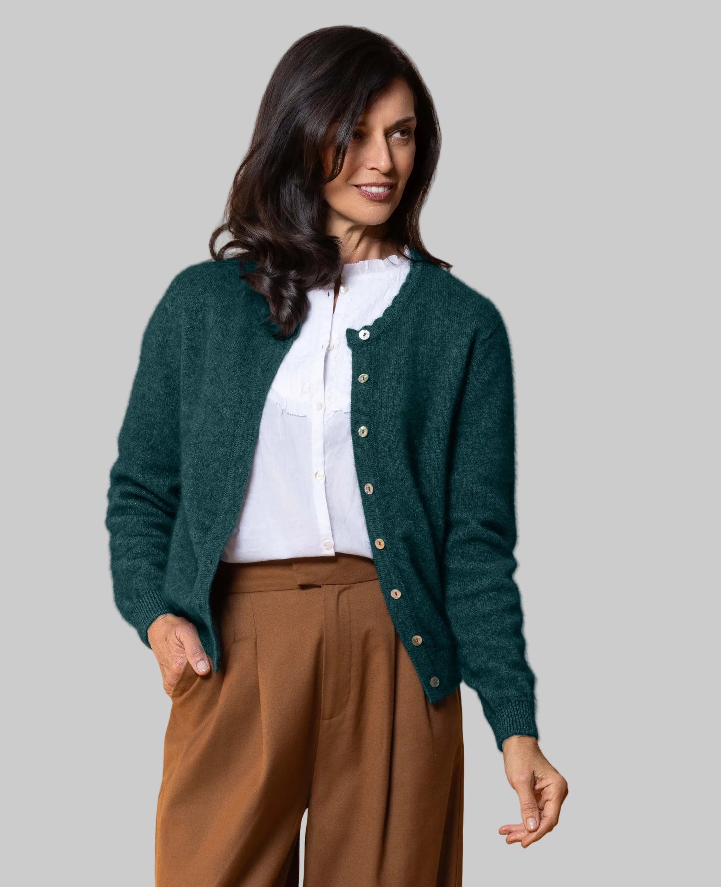 Possum/Merino Celeste Cardigan Paua - 30% Off