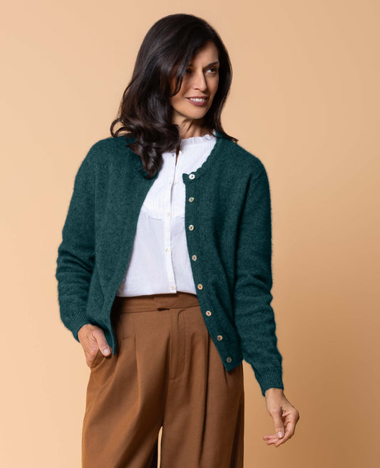 Possum/Merino Celeste Cardigan Paua