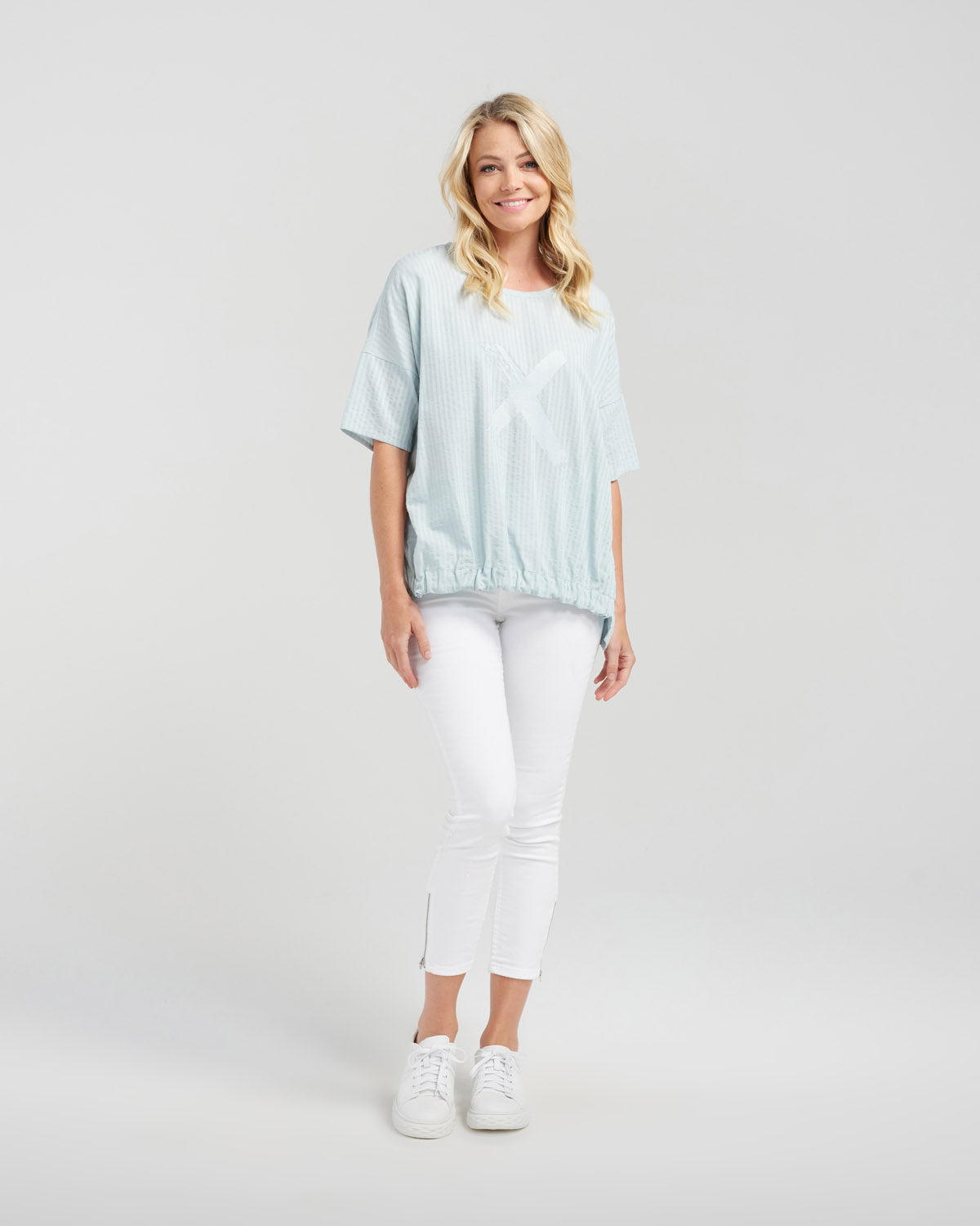 Seduce - Nikita Top - S2001A - Pastel Teal Stripe