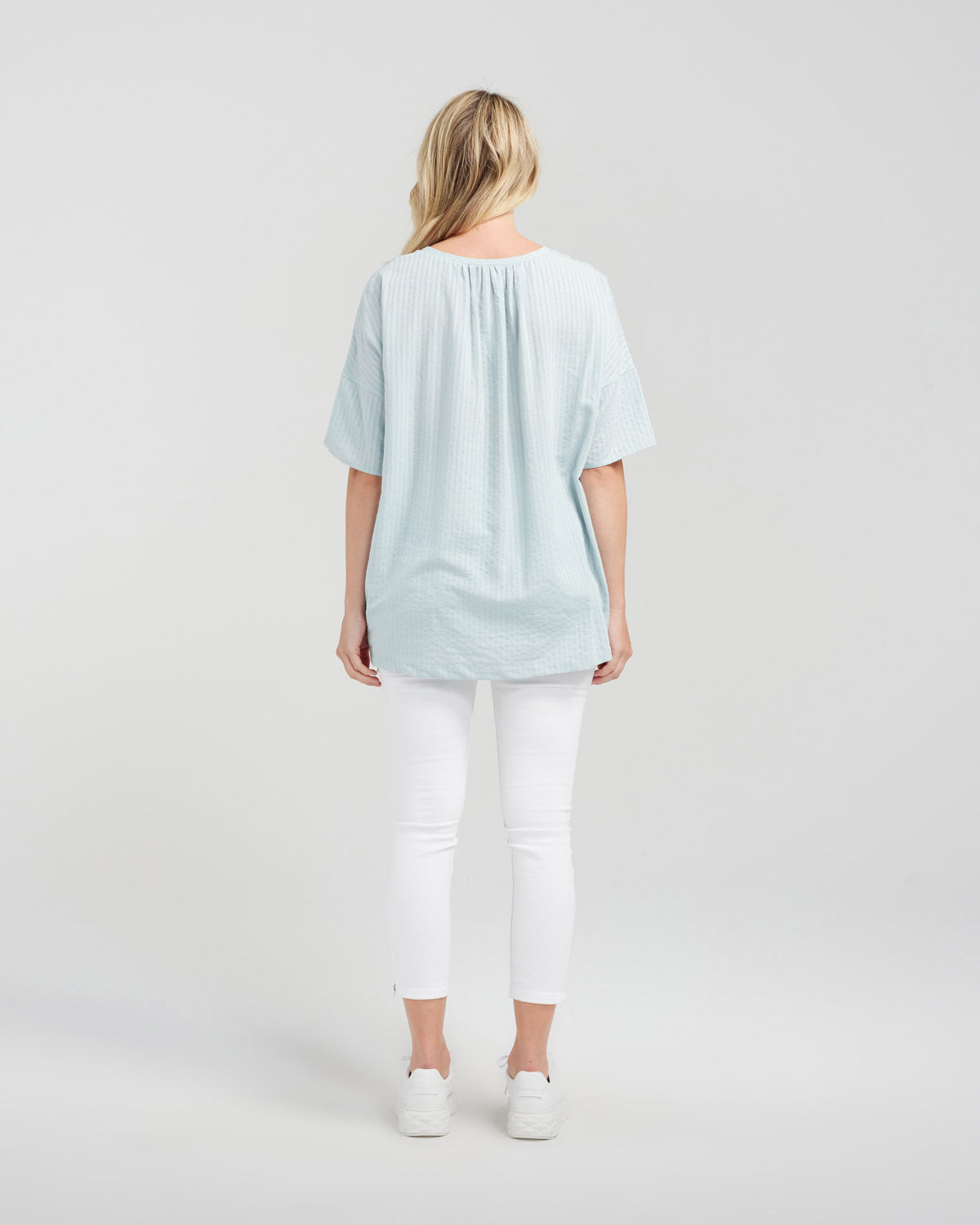 Seduce - Nikita Top - S2001A - Pastel Teal Stripe