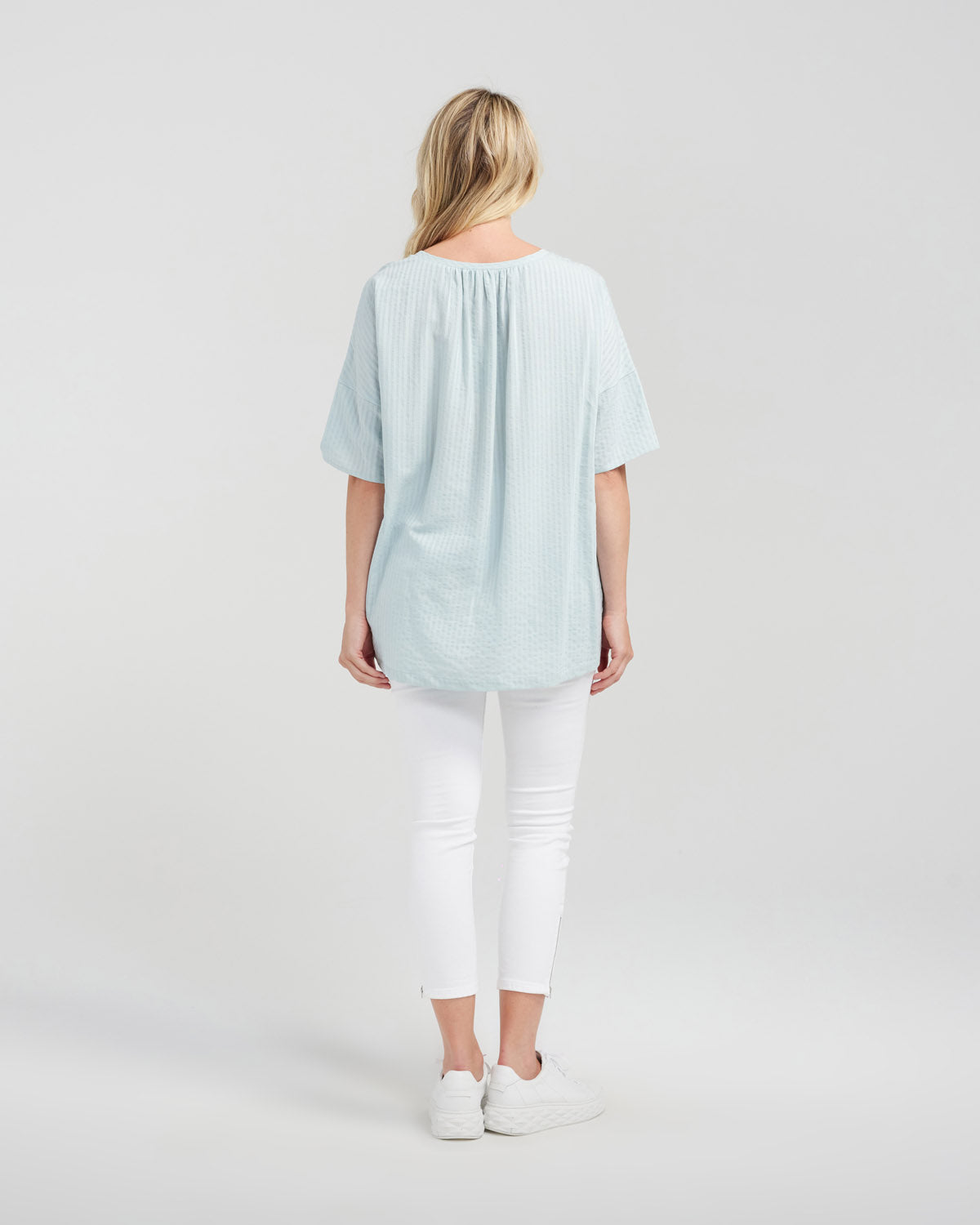 Seduce - Nikita Top - S2001A - Pastel Teal Stripe