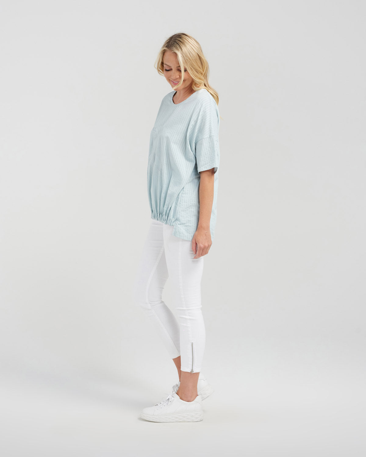 Seduce - Nikita Top - S2001A - Pastel Teal Stripe