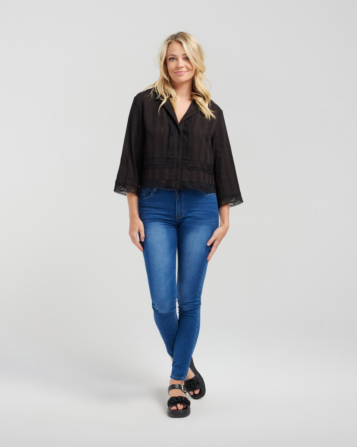 Seduce - Erin Top or Jacket - S2032A - Black - 100% Cotton - 50% Off - 1 x 12 left