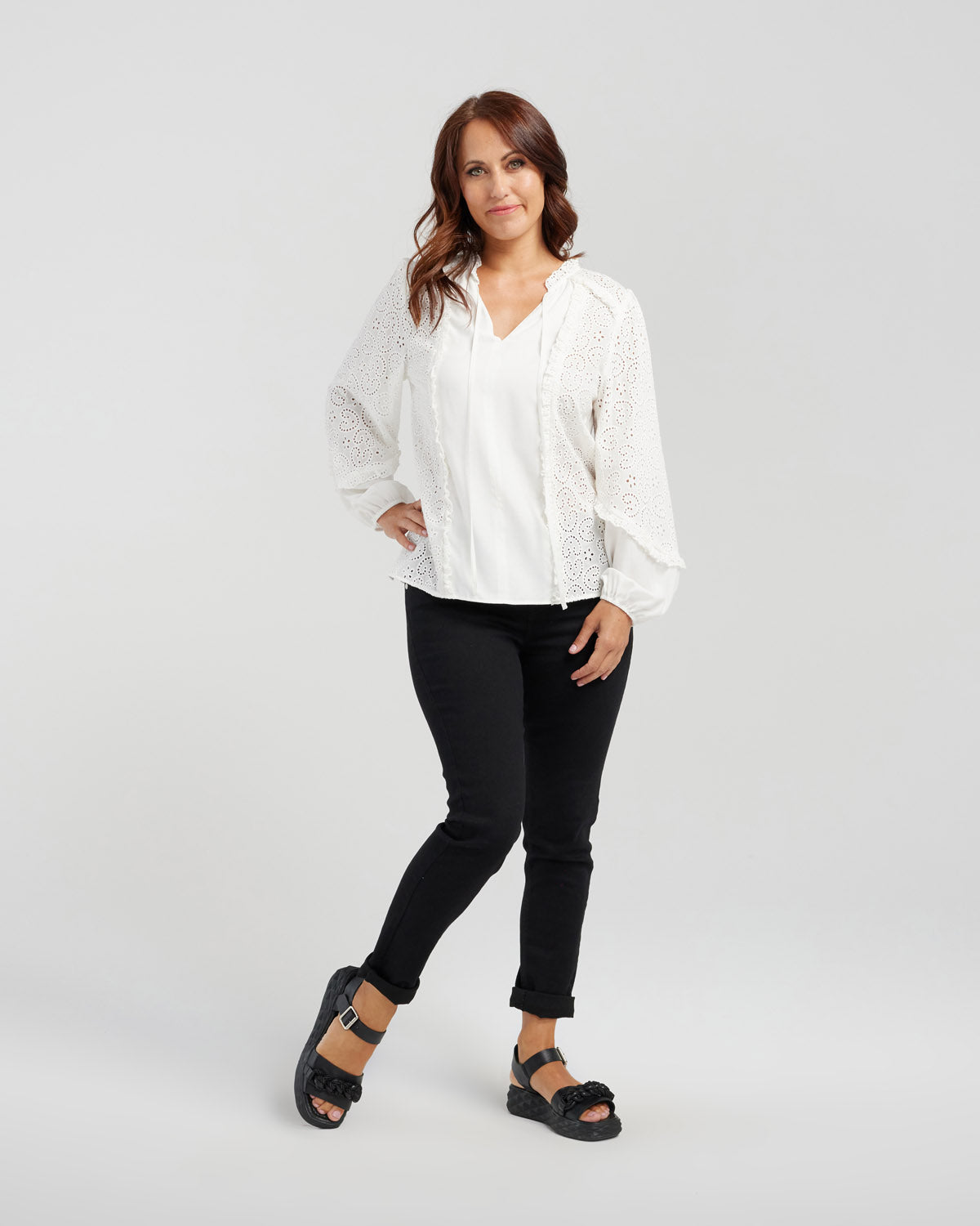 Seduce - Hazel Blouse - S2038A - White - Cotton