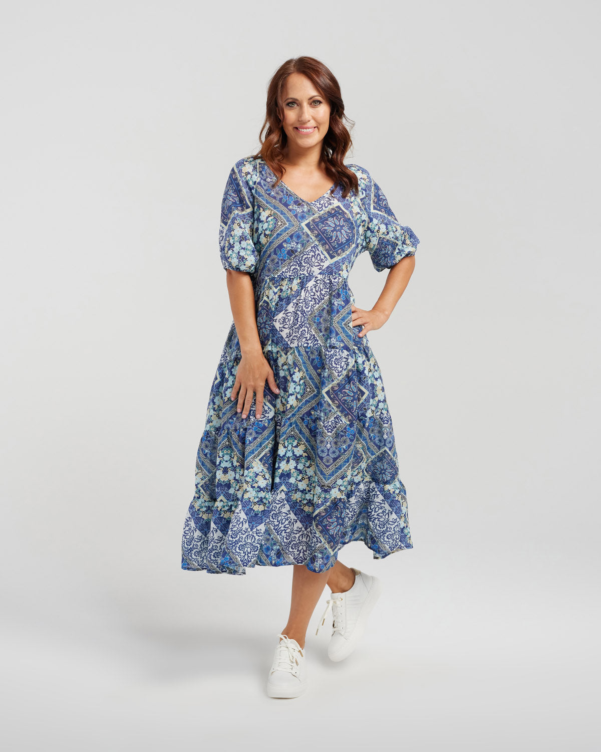 Seduce - Vida Dress - S2078-1 - Blue Patio - 100% Linen