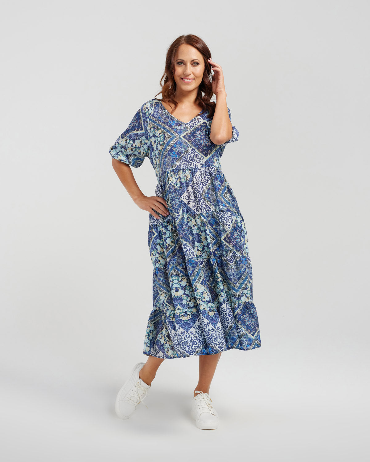 Seduce - Vida Dress - S2078-1 - Blue Patio - 100% Linen