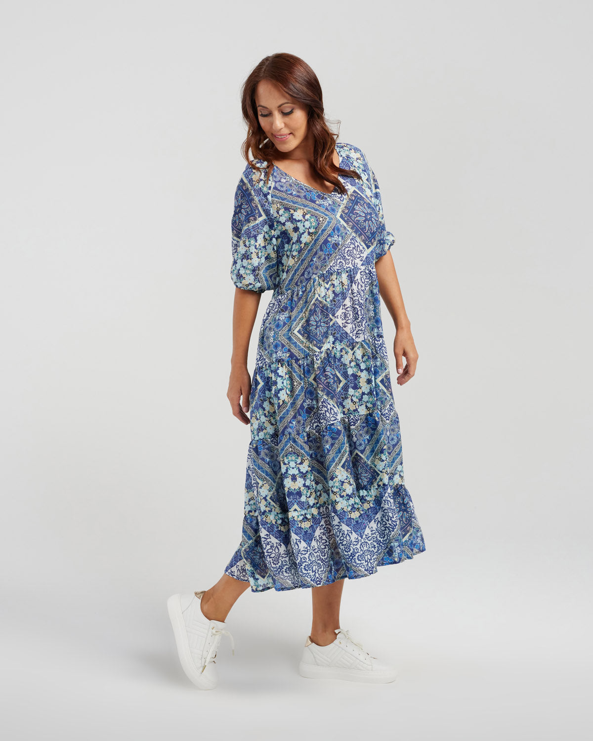 Seduce - Vida Dress - S2078-1 - Blue Patio - 100% Linen - 50% Off - 1 x 16 left