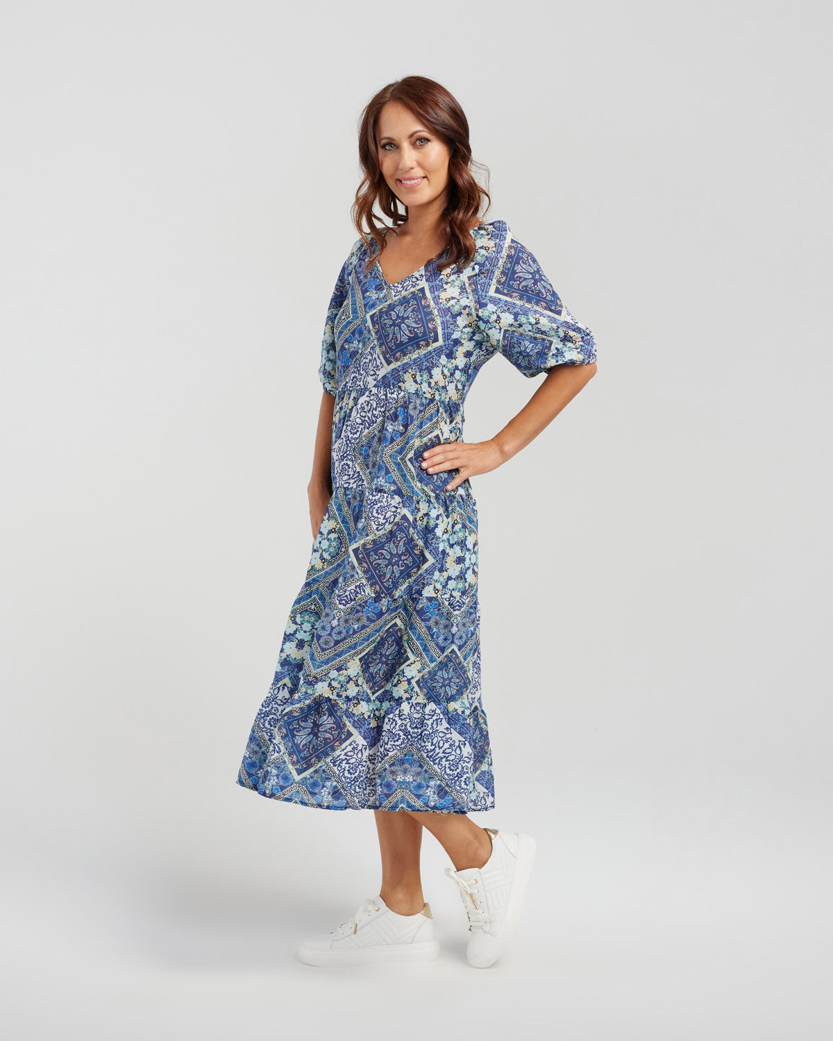 Seduce - Vida Dress - S2078-1 - Blue Patio - 100% Linen