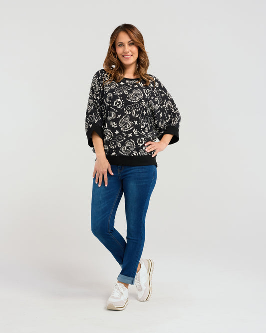 Florence Top - S3002-2 - White Paisley - Due End Feb/Mar