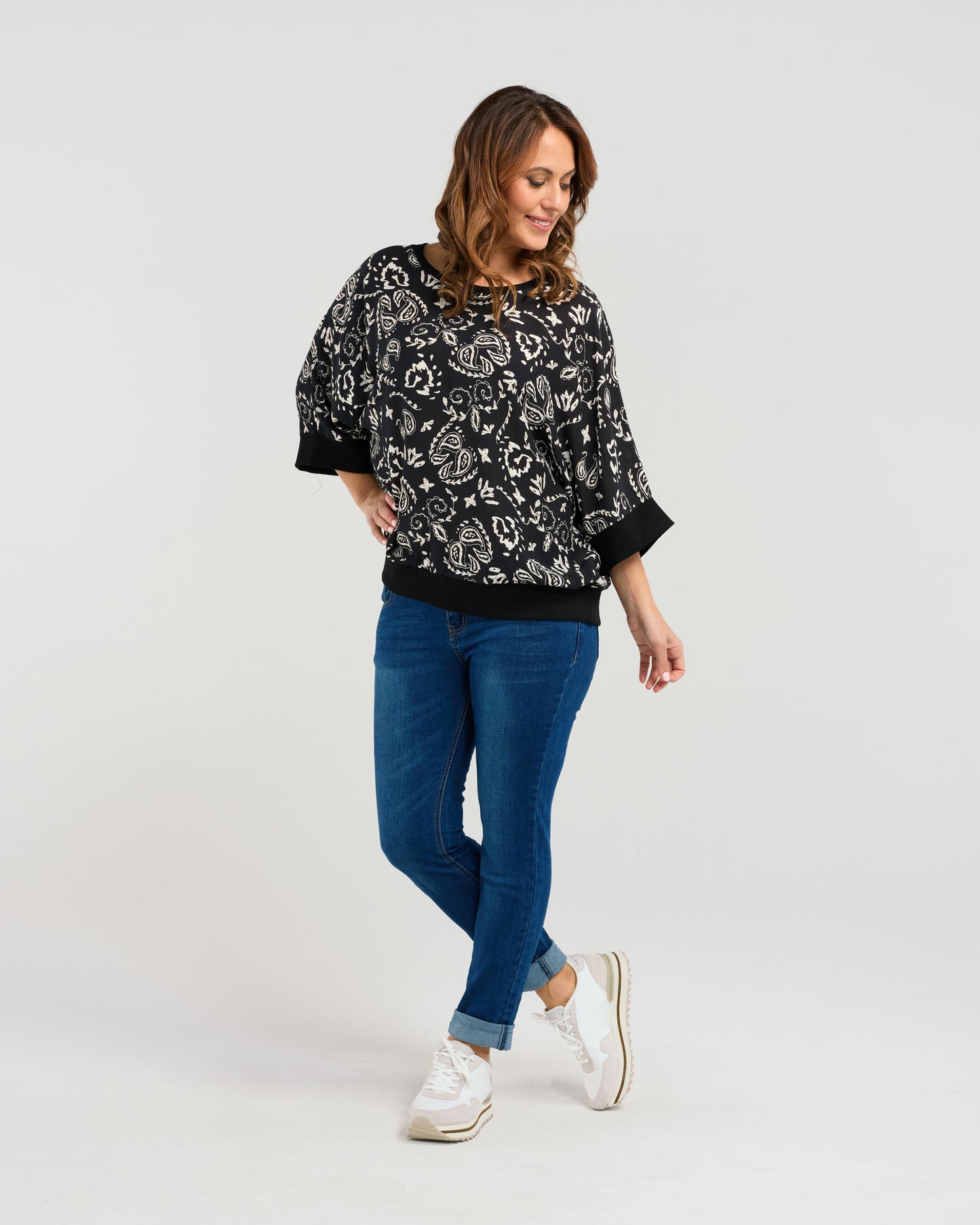 Florence Top - S3002-2 - White Paisley - Due End Feb/Mar