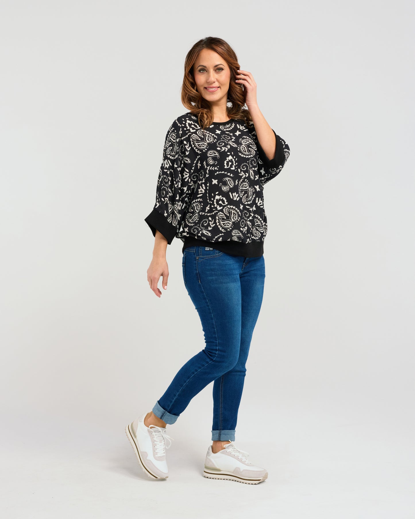 Florence Top - S3002-2 - White Paisley - Due End Feb/Mar