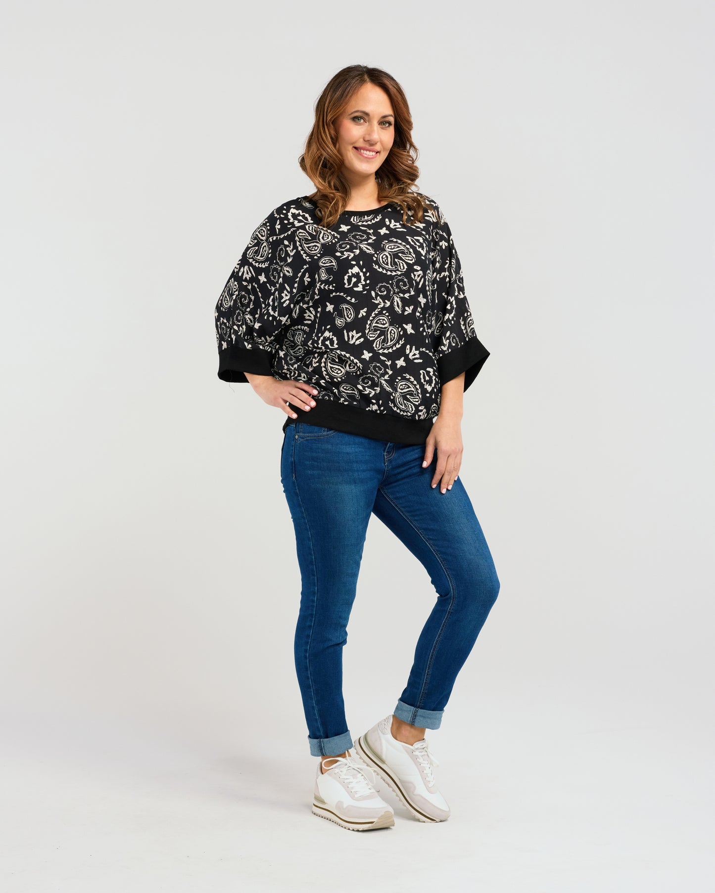 Florence Top - S3002-2 - White Paisley - Due End Feb/Mar