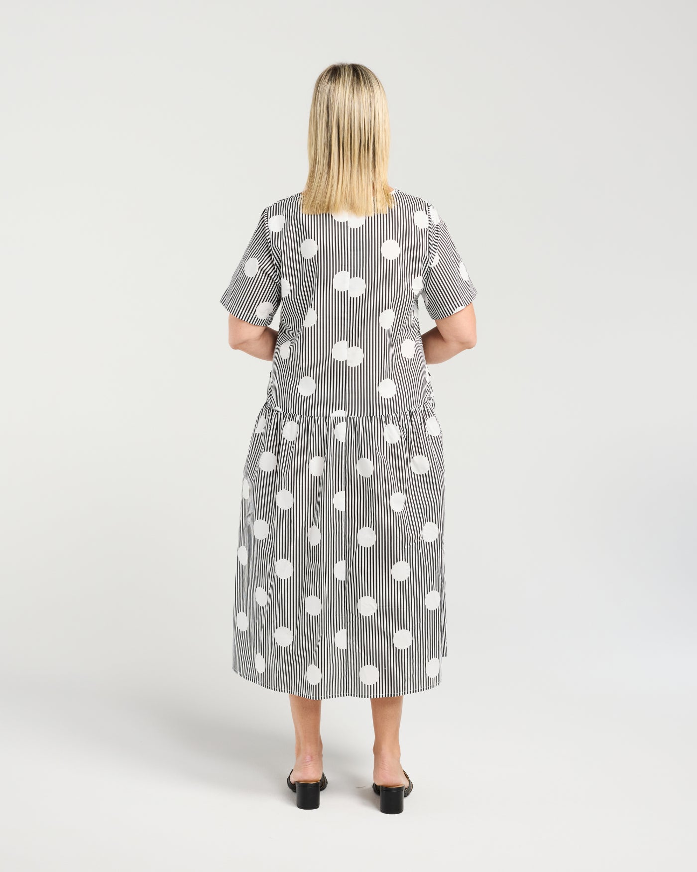 Leona Dress - Black Polka Stripe - Due Aug/Sept