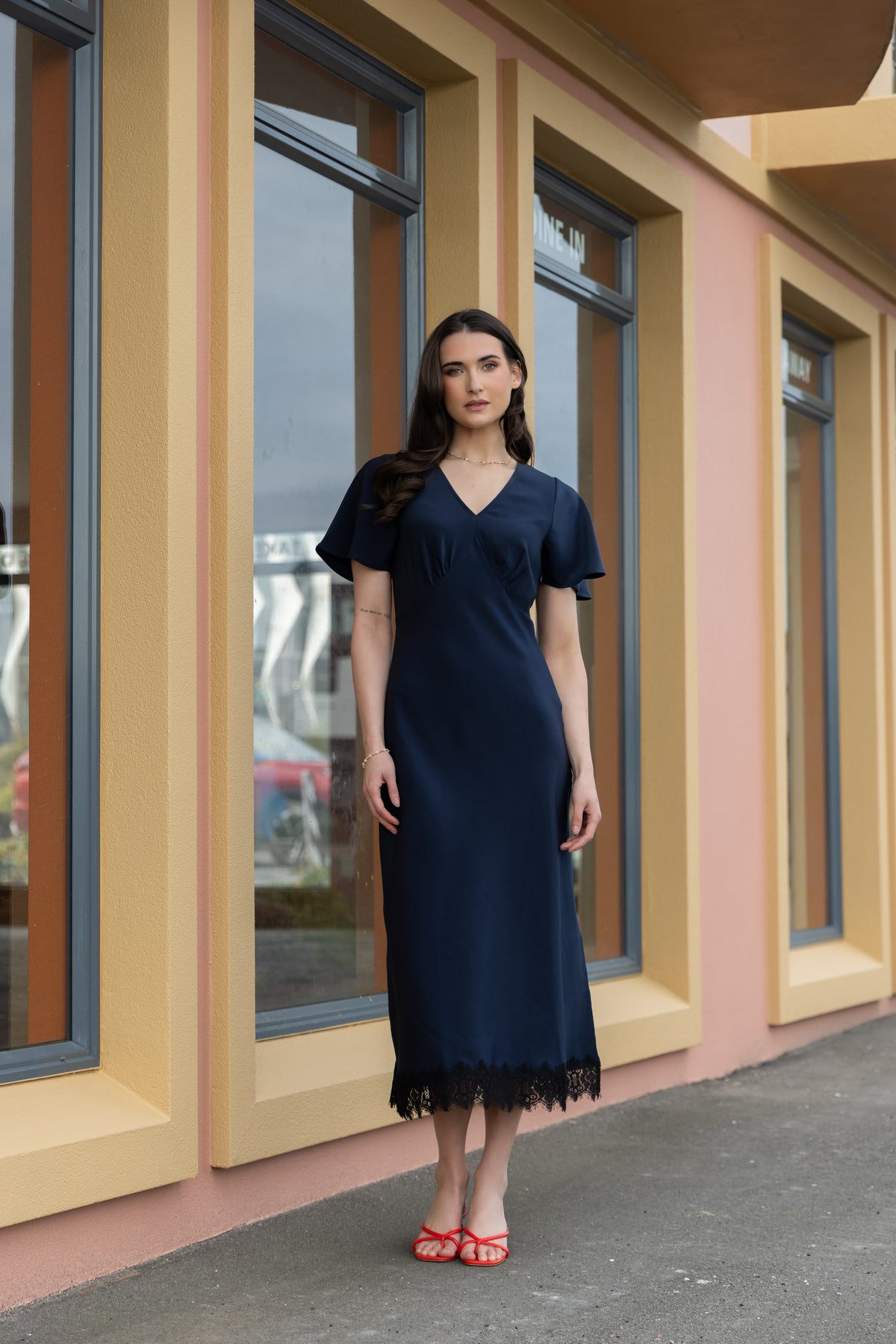 Applause Dress - Navy Satin