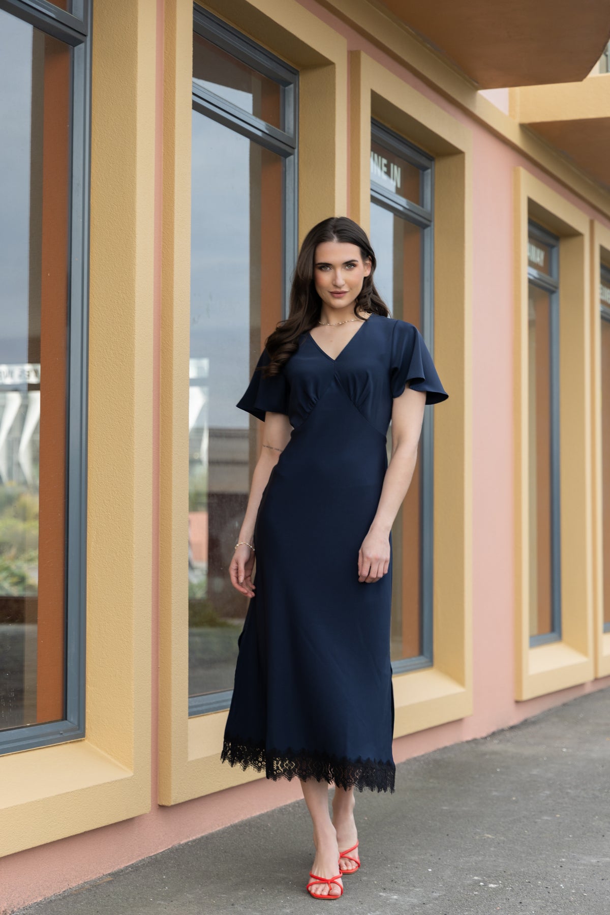 Applause Dress - Navy Satin