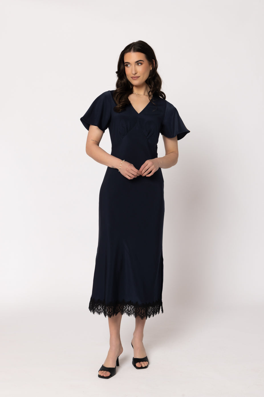 Applause Dress - Navy Satin
