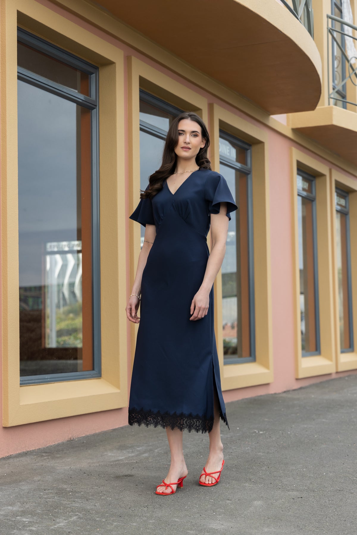 Applause Dress - Navy Satin