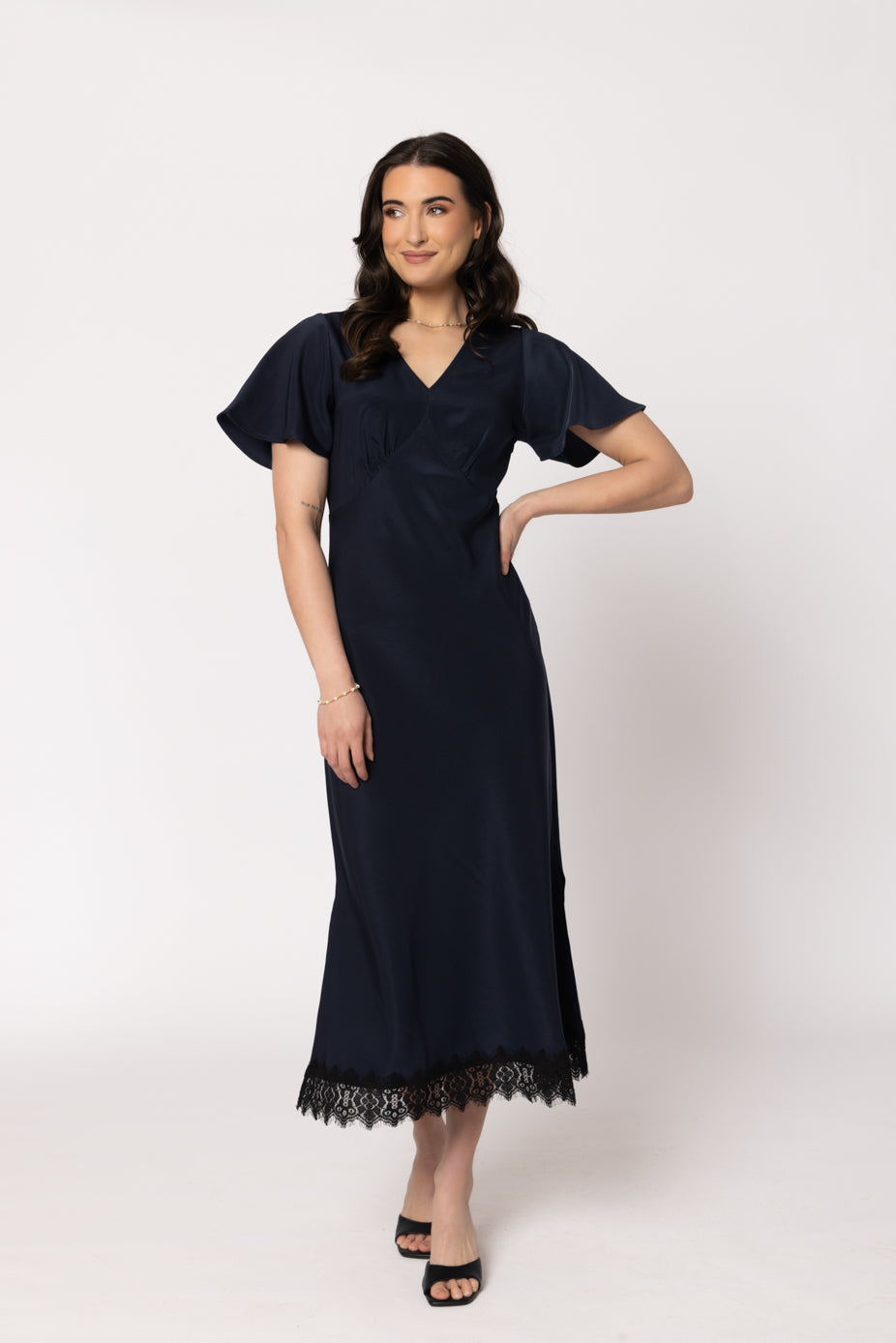 Applause Dress - Navy Satin