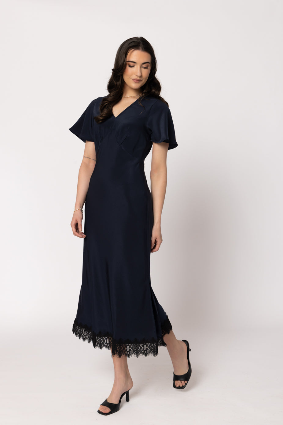 Applause Dress - Navy Satin