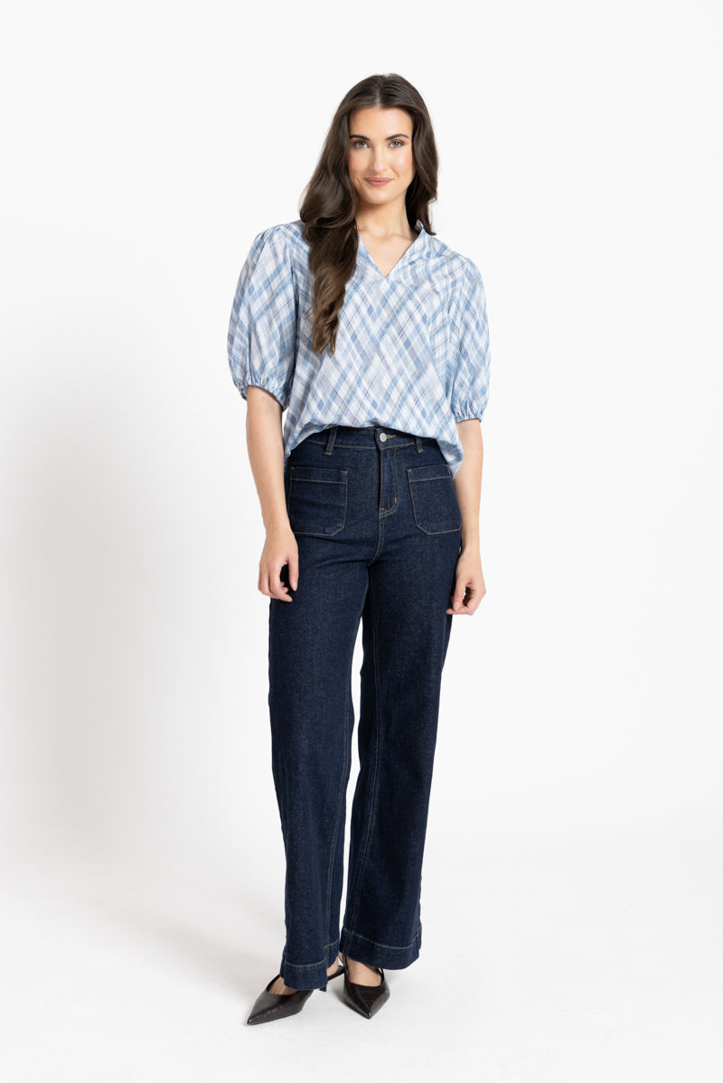 Vacation Top - Denim Check