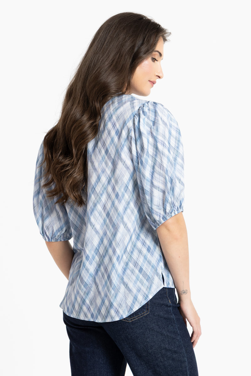 Vacation Top - Denim Check