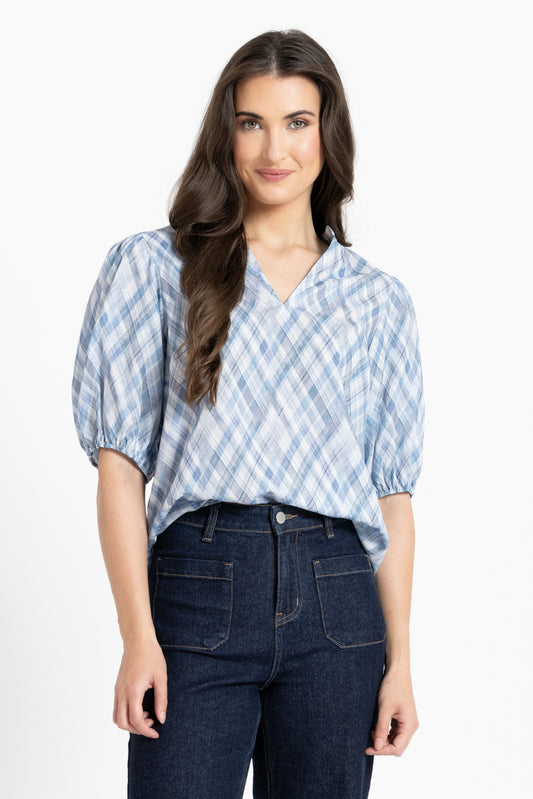 Vacation Top - Denim Check
