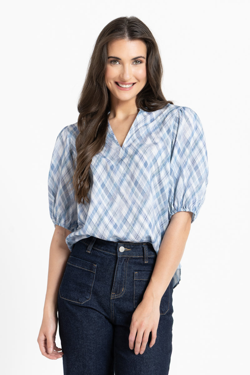 Vacation Top - Denim Check