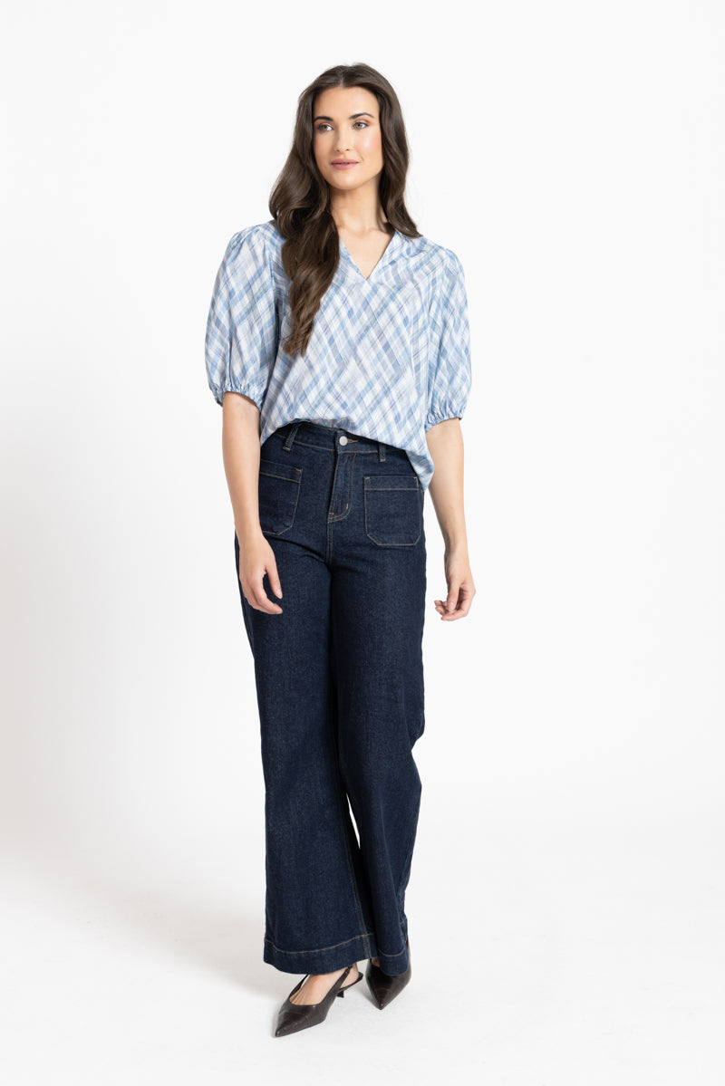 Vacation Top - Denim Check