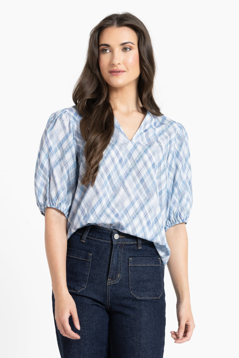 Vacation Top - Denim Check