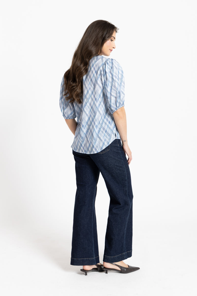 Vacation Top - Denim Check