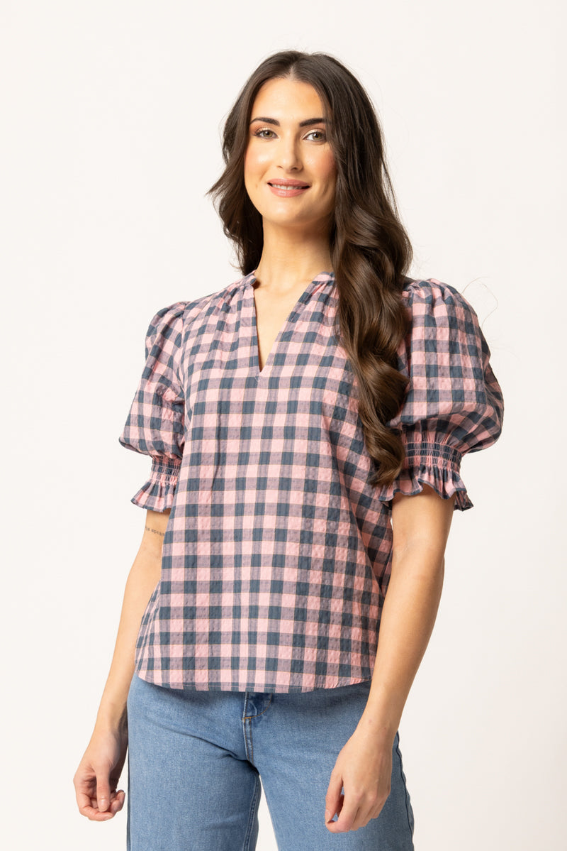 Relaxed Butterfly Top - Gingham