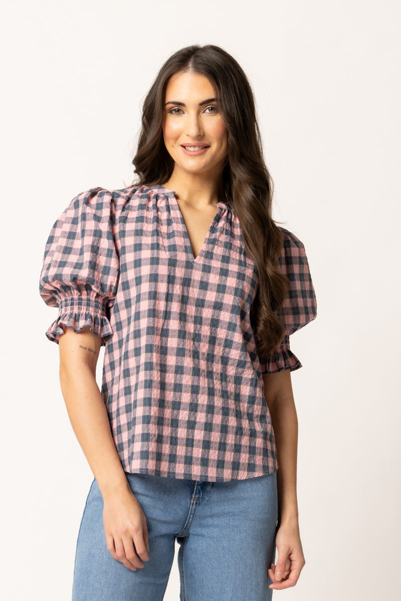 Relaxed Butterfly Top - Gingham