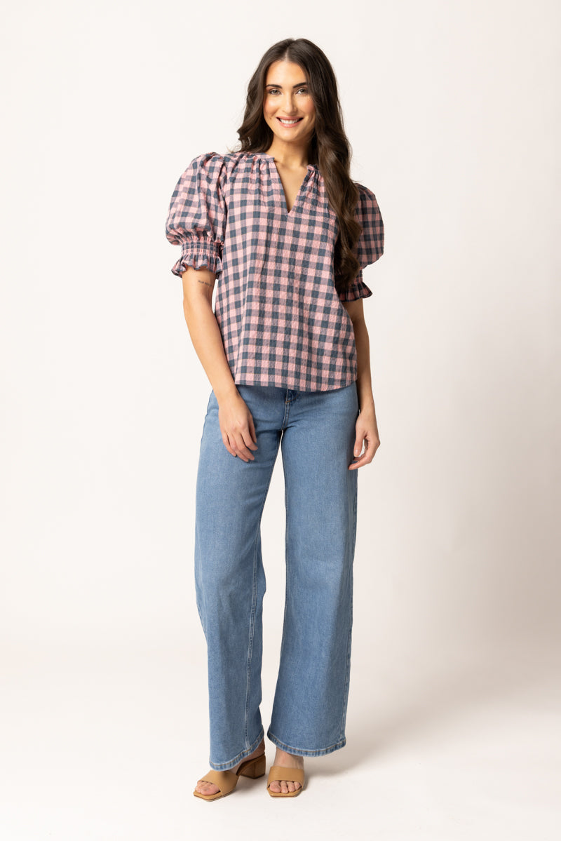 Relaxed Butterfly Top - Gingham