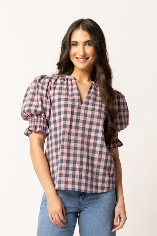 Relaxed Butterfly Top - Gingham