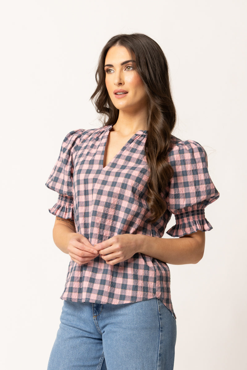 Relaxed Butterfly Top - Gingham