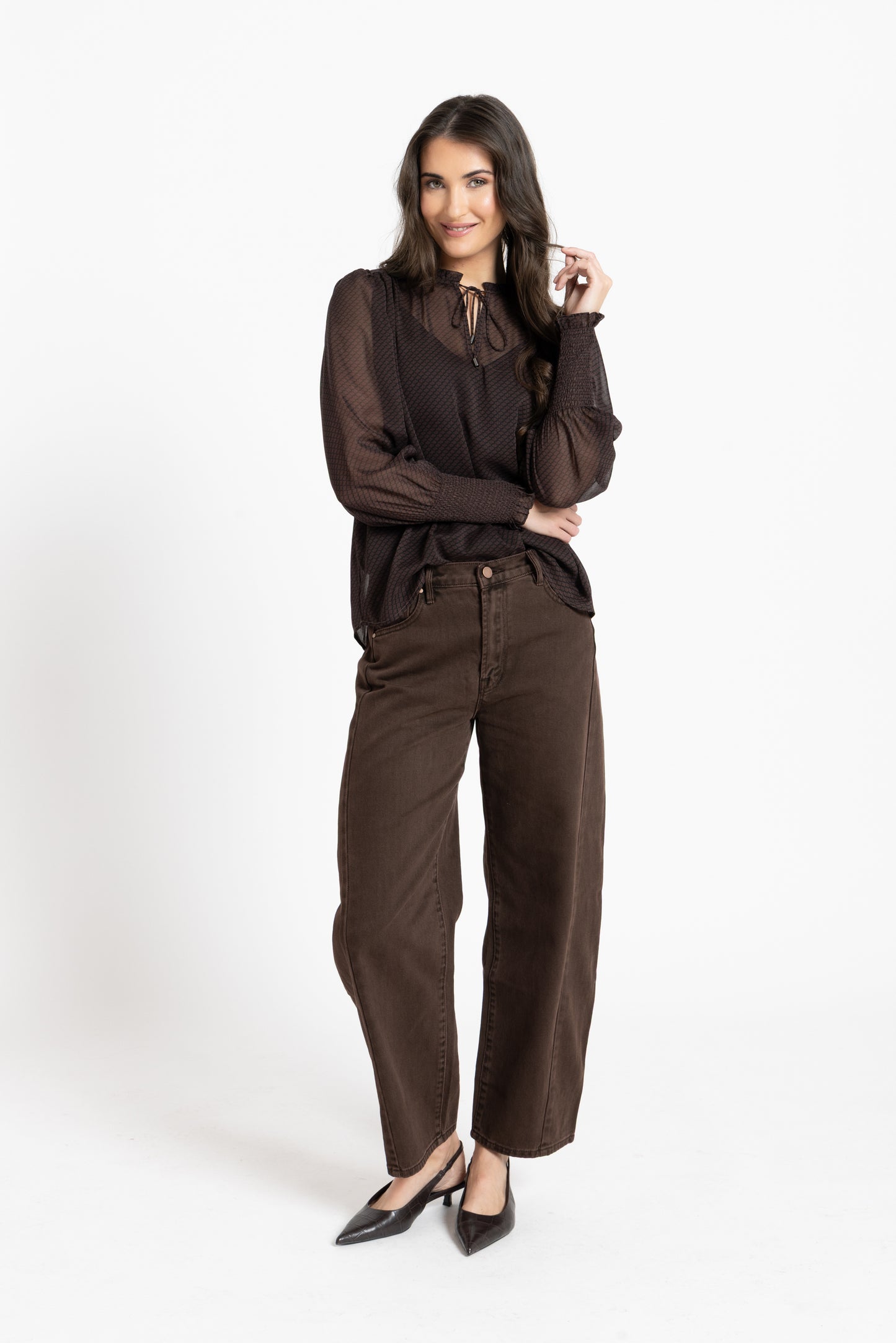 Byron Blouse in Mocha Lace