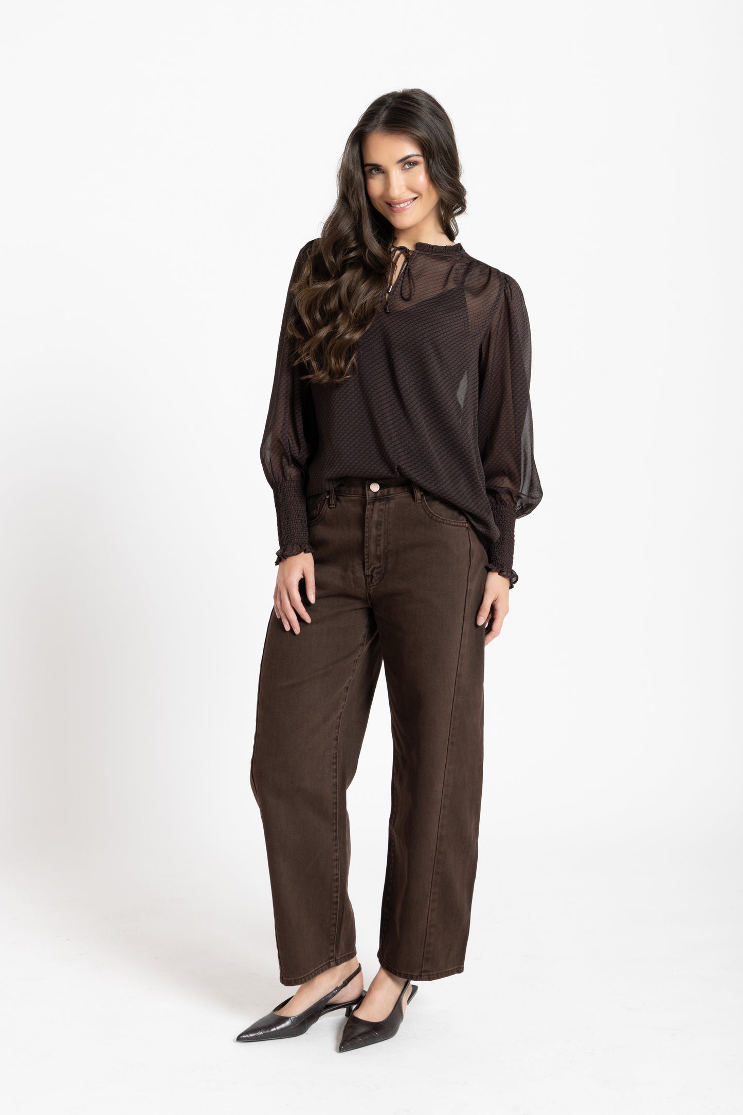 Byron Blouse in Mocha Lace
